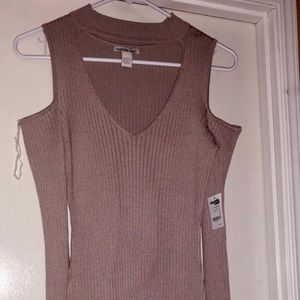 NWT Ribbed Cold Shoulder Choker Dress